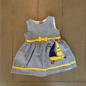 Toffee Apple Vintage Baby Girls’ Embroidered Sailboat Summer Dress • Size 6M